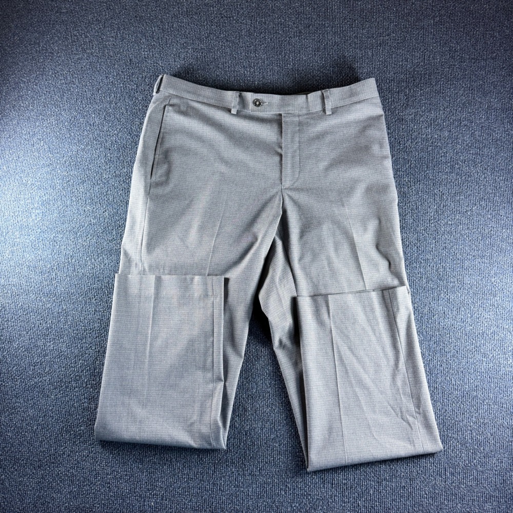 Lauren Ralph Lauren Mens 34x30 Grey Houndstooth Stretch Dress Pants Trousers
